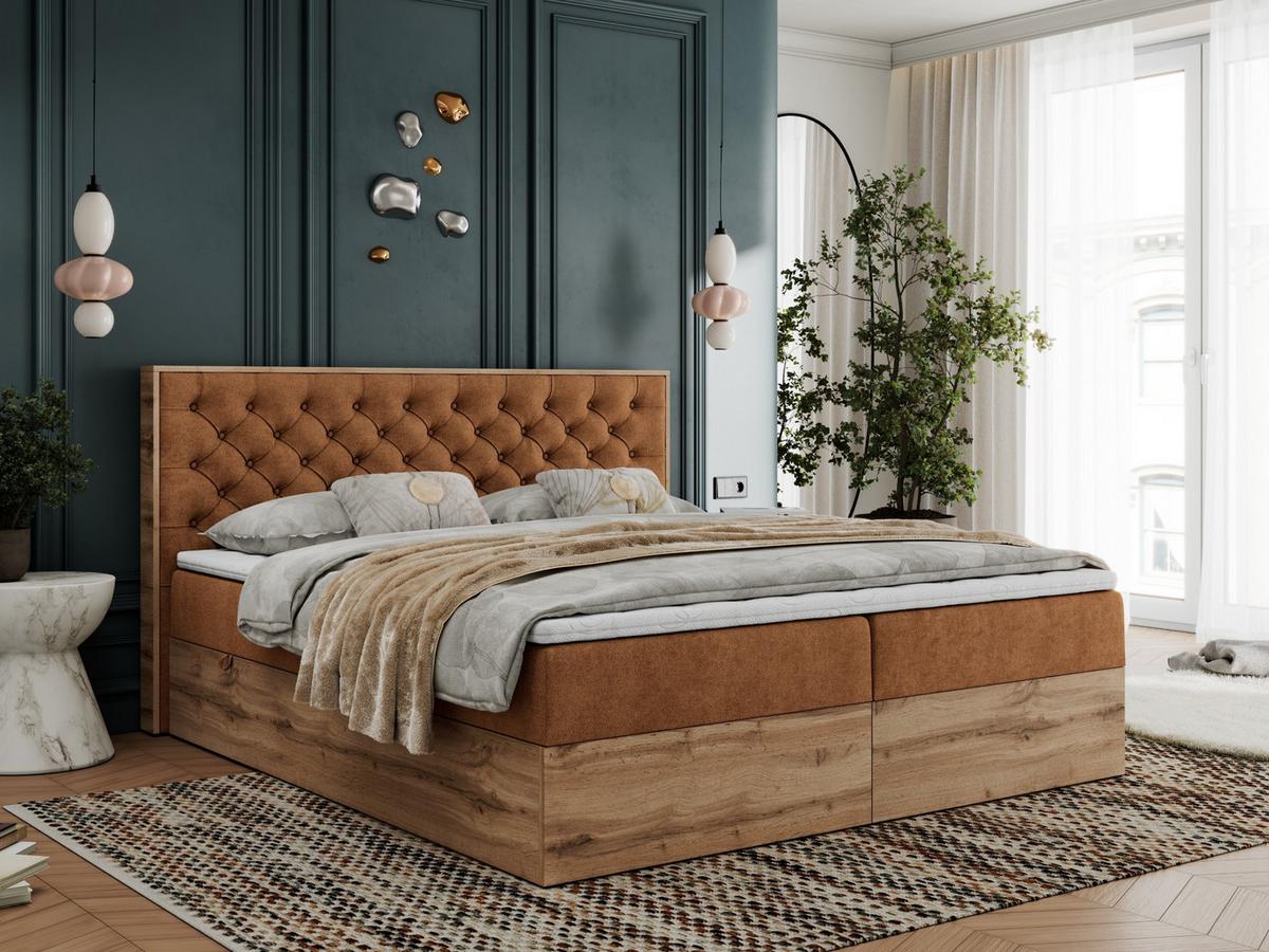 BOXBETT ALBERO 3 - 200/200 Orange Struktur - H3 - Orange, Holz/Textil (200/200cm) - MKS