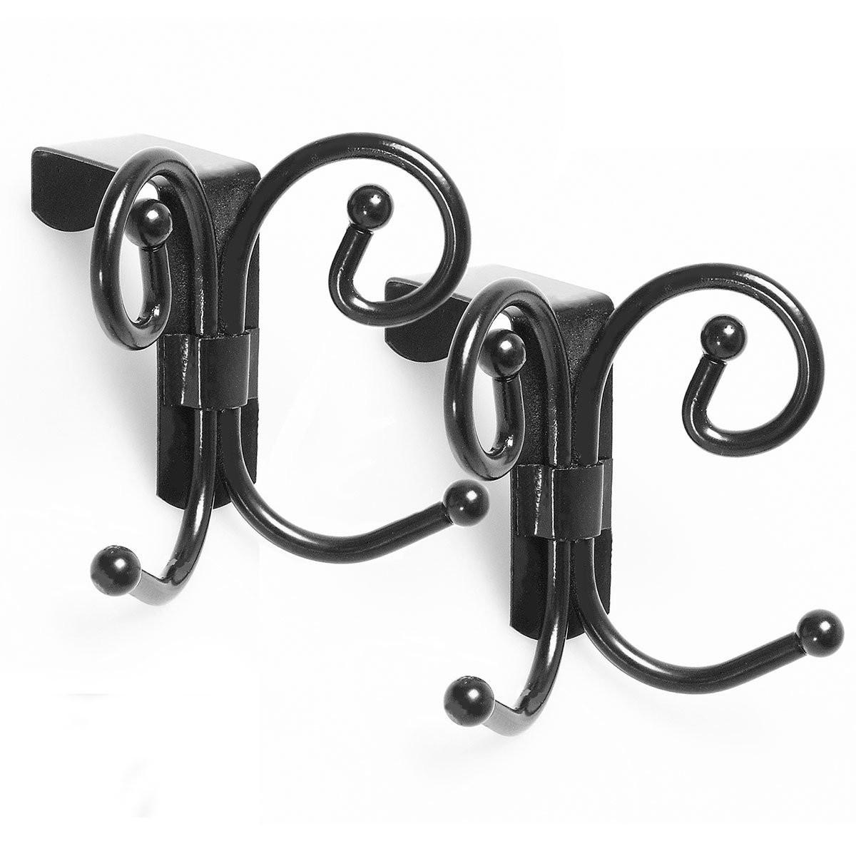KLEIDERHAKEN für Tür imitiertes Schmiedeeisen - 2er Pack - 4,5/7/7 cm - Schwarz, Metall (7/7/4.5cm) - Calicosy