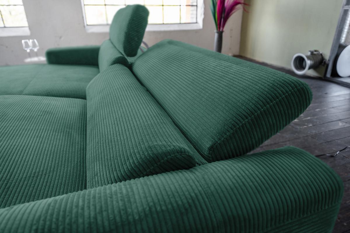 ECKSOFA LAISKA Smaragdgrün Cord Relaxfunktion - Smaragdgrün/Schwarz, Textil/Metall (282/177cm) - KAWOLA