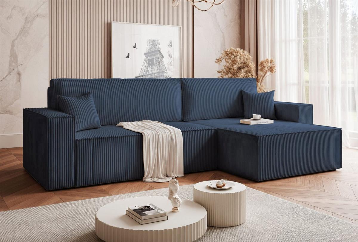 ECKSOFA Adara Max Mit Schlaffunktion - Blau, Holzwerkstoff/Textil (145/276cm) - Fun Möbel