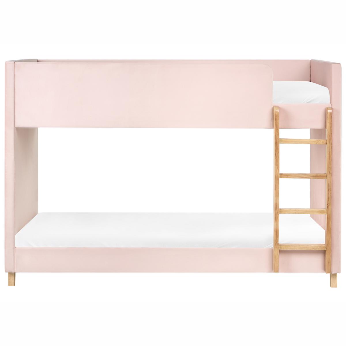 HOCHBETT Samtstoff 90/200 cm Pastellrosa Chocques - Pink, Textil (97/143/214cm) - Beliani