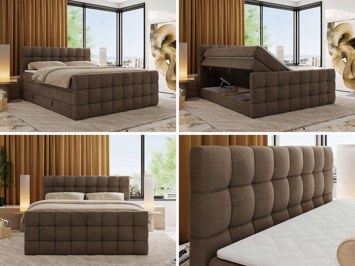 BOXSPRINGBETT ALTIVO KING DUO 120/200 - Braun Velvet - H4 - Braun, Textil (120/200cm) - MKS