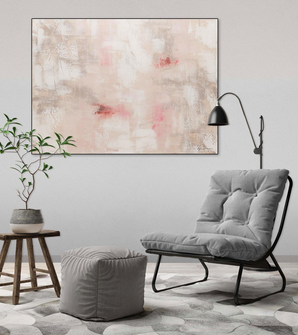 ACRYLBILD HANDGEMALT 100/75 cm - Pink, Holz/Textil (100/75cm) - KUNSTLOFT
