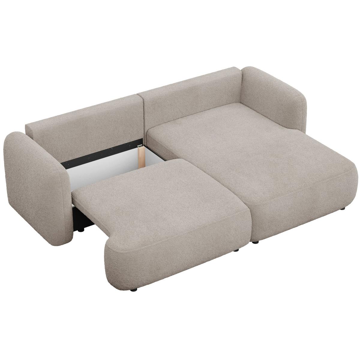 ECKSOFA Tvoya Beigegrau Bouclé - Taupe/Schwarz, Kunststoff/Textil (175/267cm) - Selsey