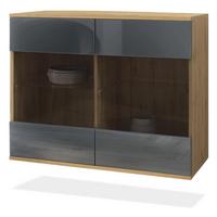 KOMMODE Bari Grau Hochglanz - Grau, Holzwerkstoff (92.5/73.5/35cm) - Vladon
