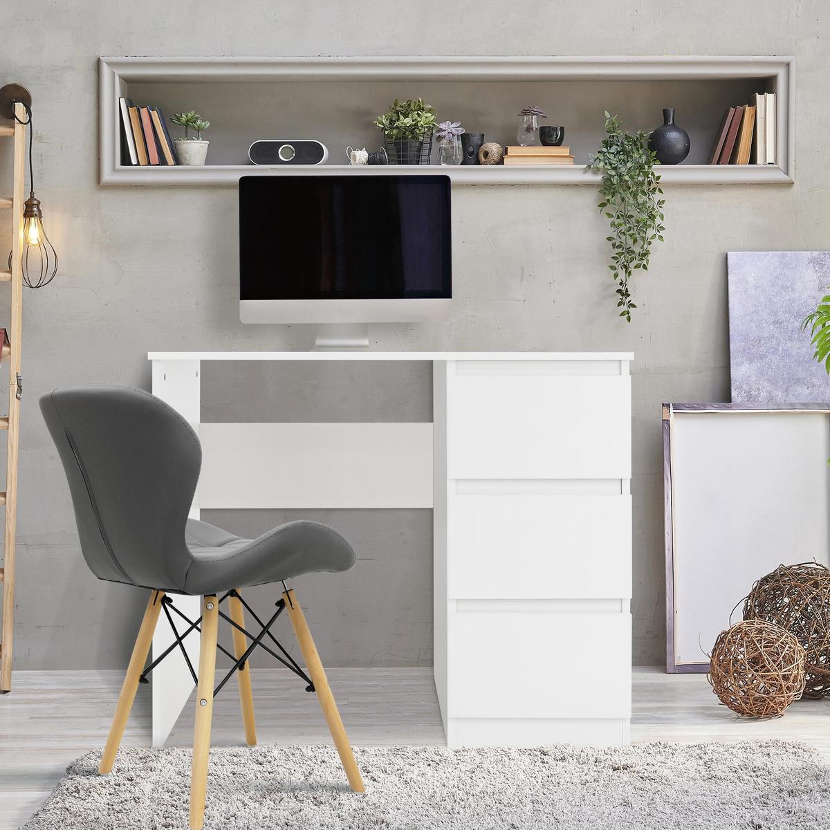 SCHREIBTISCH mit 3 Schubladen 90x76x50 cm Weiß matt - Weiß, Holzwerkstoff (90/50/76cm) - ML-DESIGN