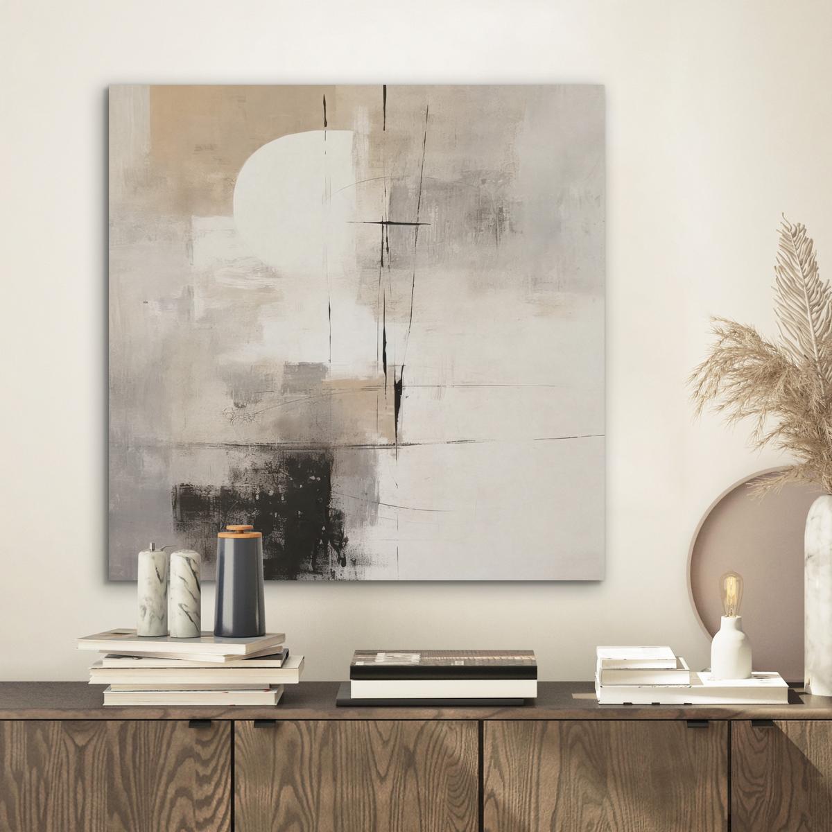 AKUSTIKBILD Abstrakt - Kunst - Grau Wandbilder 60x60 cm - Hellgrau, Kunststoff (60/60/0.9cm) - MuchoWow