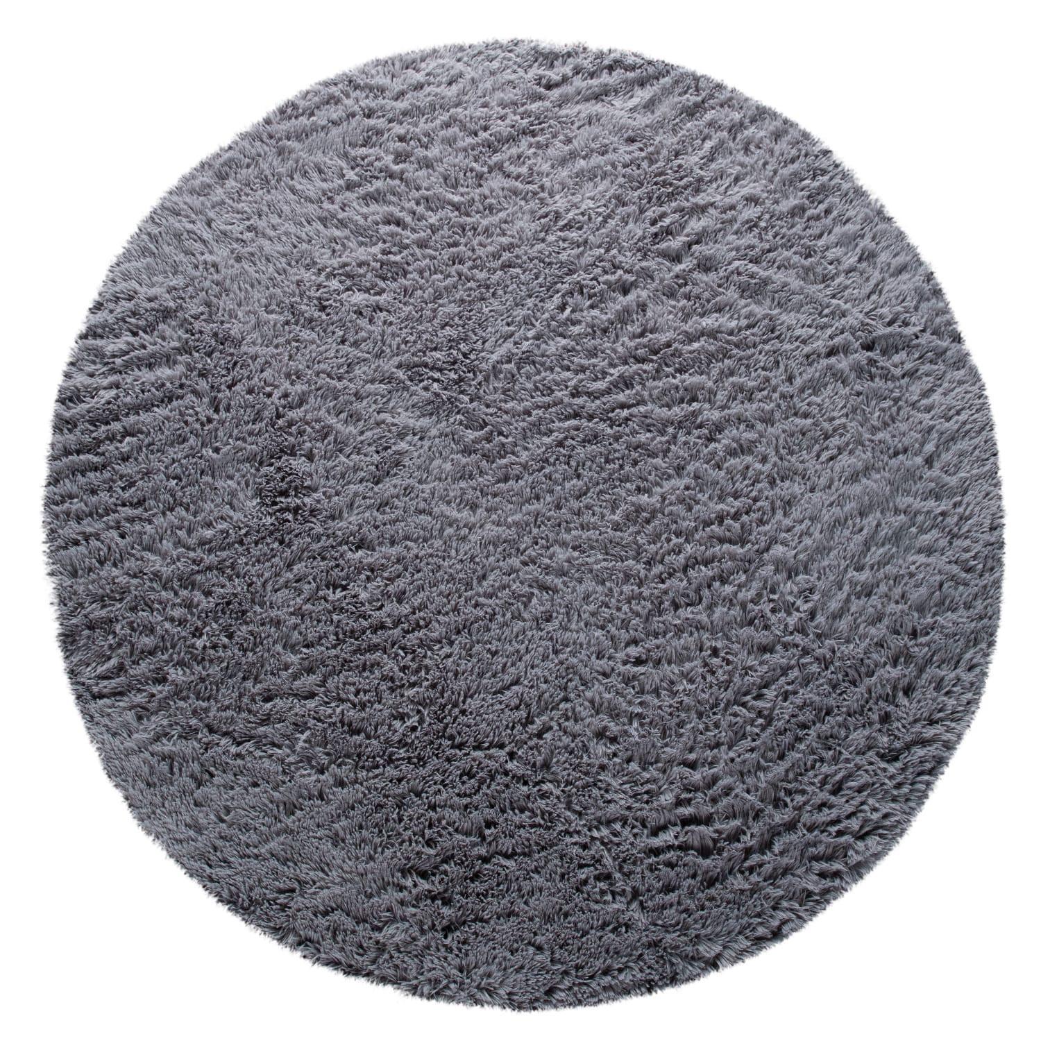 HOCHFLORTEPPICH, einfarbig, aus Polyester, Grau, Ø 200 cm - Grau, Textil (200/200cm) - KADIMA DESIGN