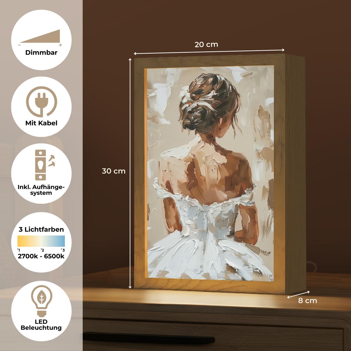 WANDLEUCHTE Frau - Farbe - Abstrakt - Beige - Modern 20x30 cm - Hellbraun, Holzwerkstoff (20/30/8cm) - OnlyWow