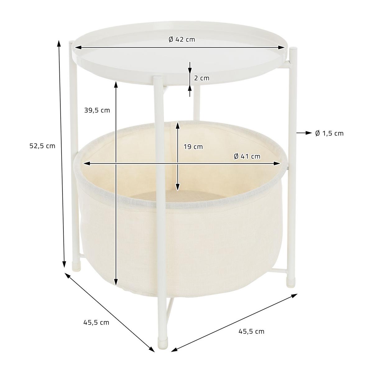 BEISTELLTISCH rund Ø45,5 x 52,5 cm Weiß aus Metall - Weiß, Metall (52.5/45.5/52.5cm) - ML-DESIGN