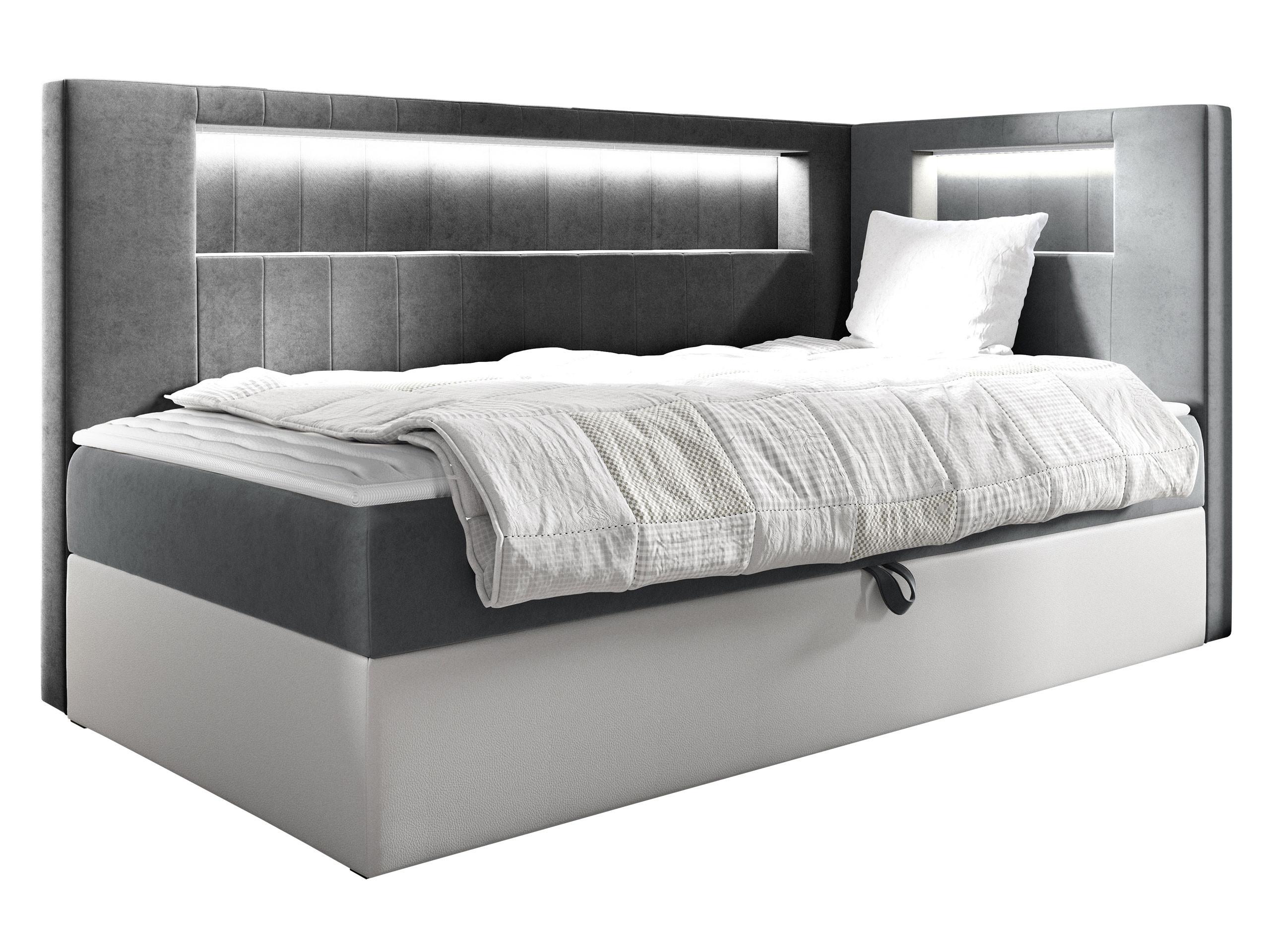 BOXBETT Gold Junior 3, Seite zum Öffnen des Bettkastens: Rechts - H3 - Weiß/Grau, Holz (90/200cm) - MIRJAN24