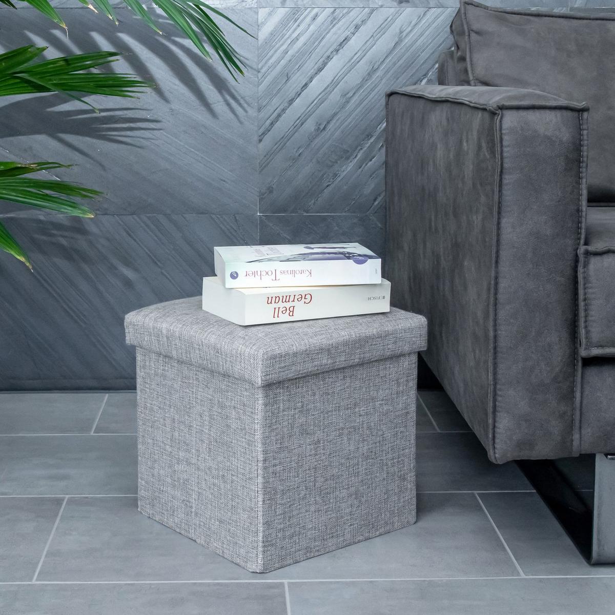 SITZHOCKER Faltbar 30/30/30 cm (Grau) - Grau, Textil (30/30/30cm) - Intirilife