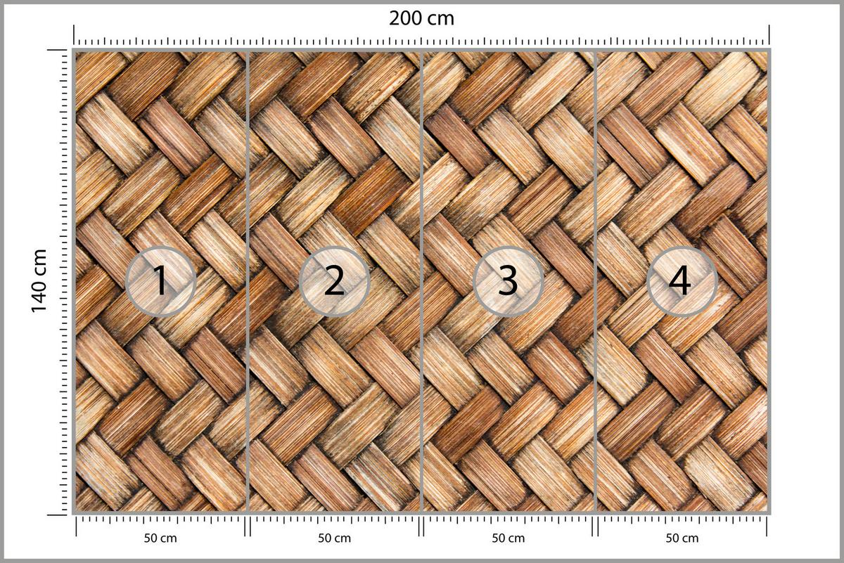 FOTOTAPETE für Küche Weiden Imitation Braune Wand Rustikal Modern 200x140 - Beige/Braun, Papier (200/140cm) - Muralo