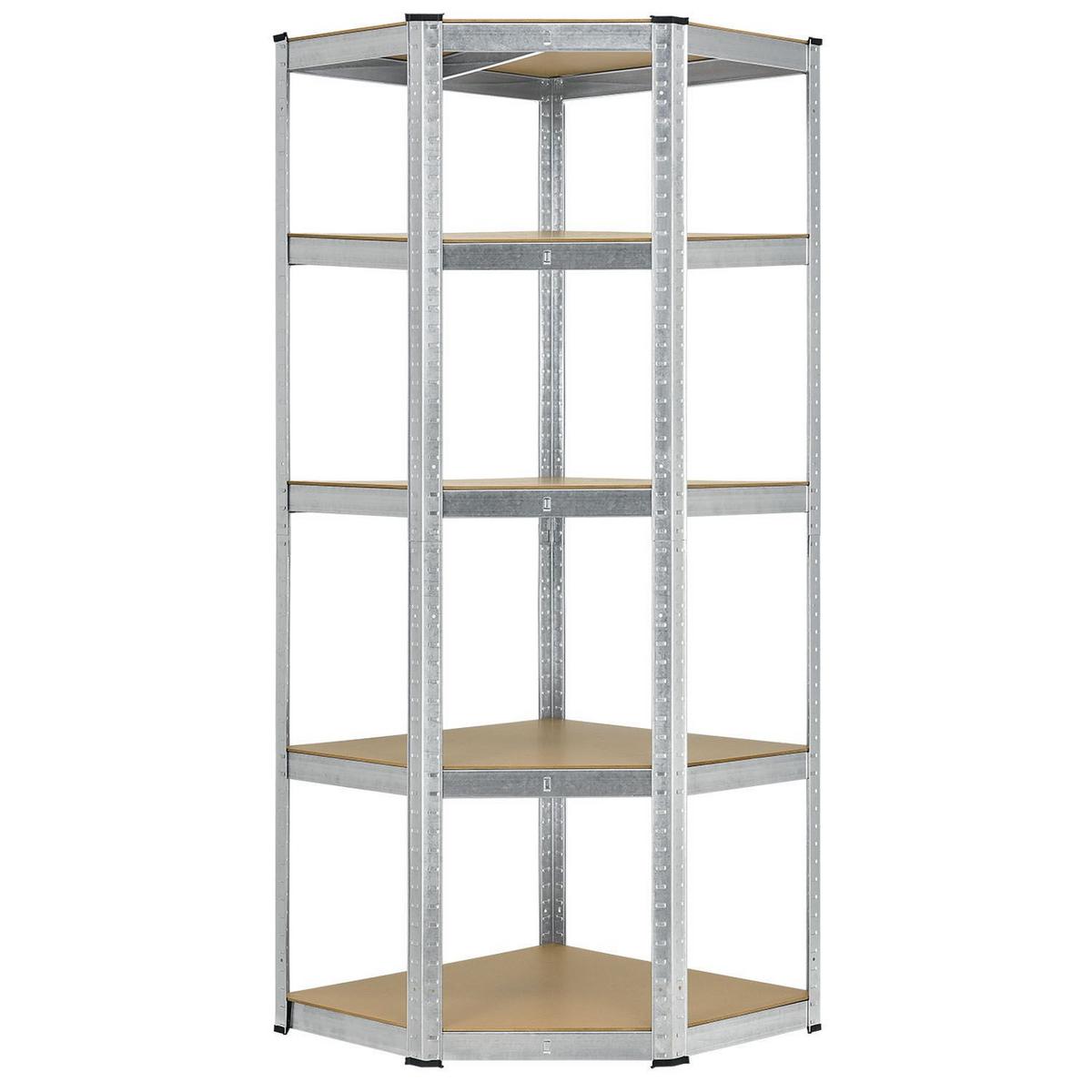 ECKREGAL Lagerregal Corner Basic verzinkt 180x70x70 cm - Silberfarben, Metall (70/180/70cm) - Juskys