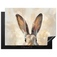 HERDABDECKPLATTE Hase - Ohren - Braun Herdabdeckung Induktionsfeld 70x52 cm - Beige, Kunststoff (70/52/0.2cm) - MuchoWow