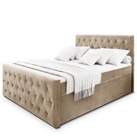 BOXBETT FONDI 180x200 cm mit Matratze und Topper - Beige - Beige, Holz (180/200cm) - MASSENO