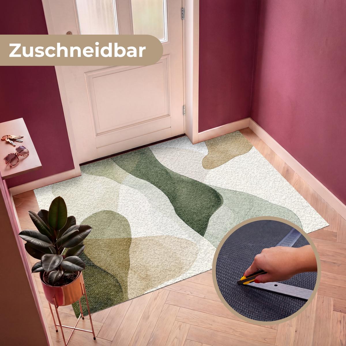FUSSMATTE Japandi - Abstrakt - Grün Schmutzfangmatte 180x120 cm - Multicolor, Kunststoff (180/0.4cm) - MuchoWow