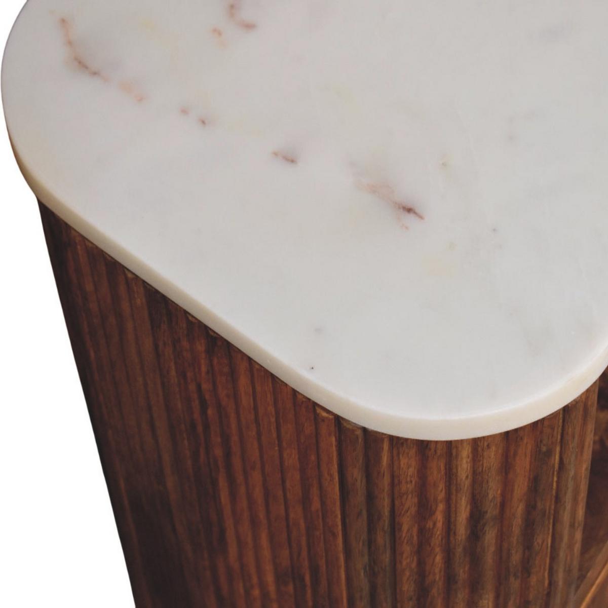 NACHTTISCH mit Golden-Teak-Finish, Tischplatte aus Marmor, 1 Schublade, 1 offene Ablage, braun - Braun, Holz/Naturmaterialen (44/47/34cm) - Artisan Furniture