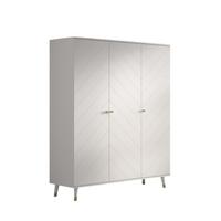 KLEIDERSCHRANK Kamillah 150x59x200 mit 3 Türen aus MDF in Satin Weiß - Weiß, Holzwerkstoff (150/200/59cm) - 58aufmkessel