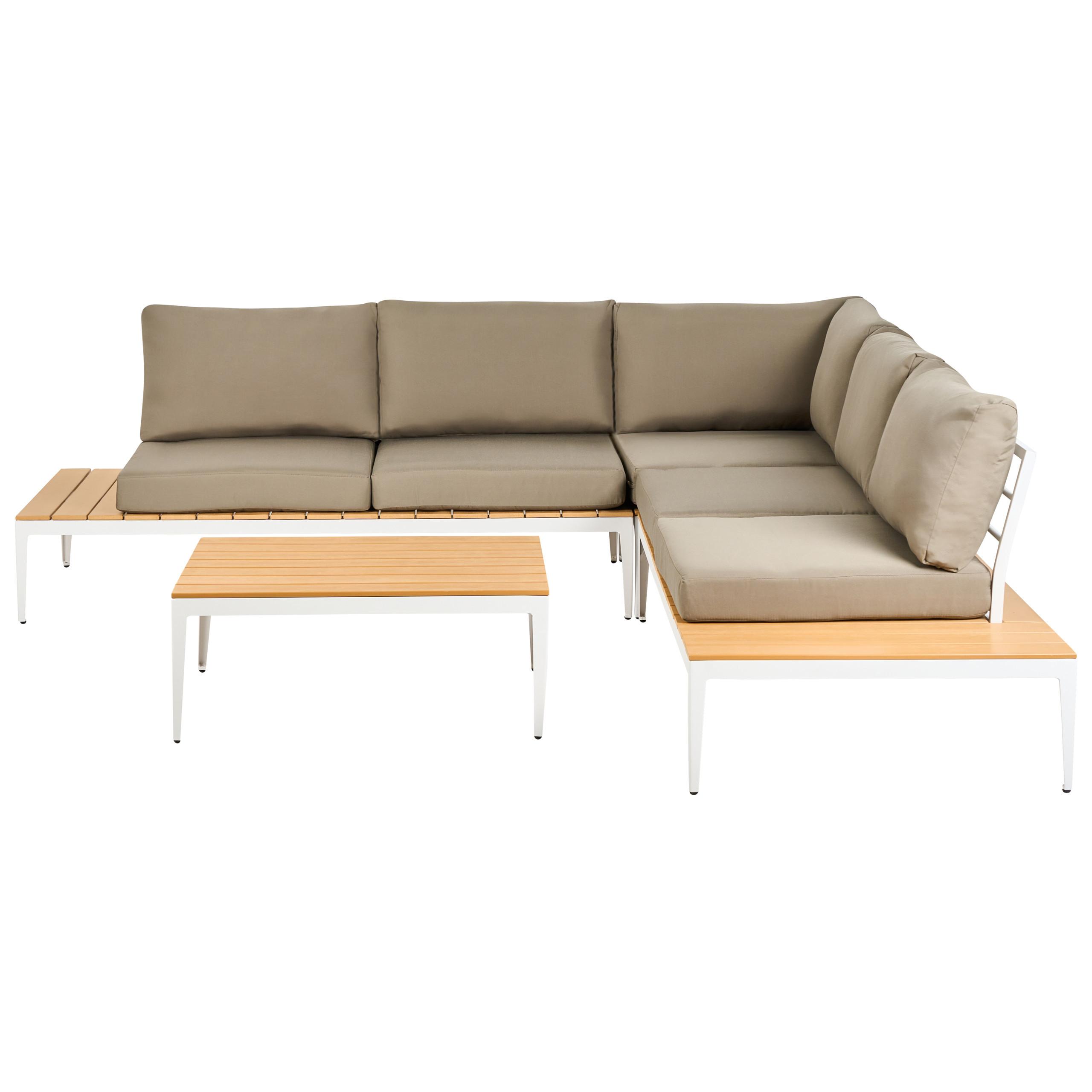 LOUNGE-SET 4-Sitzer Grau Positano - Grau, Holzwerkstoff - Beliani