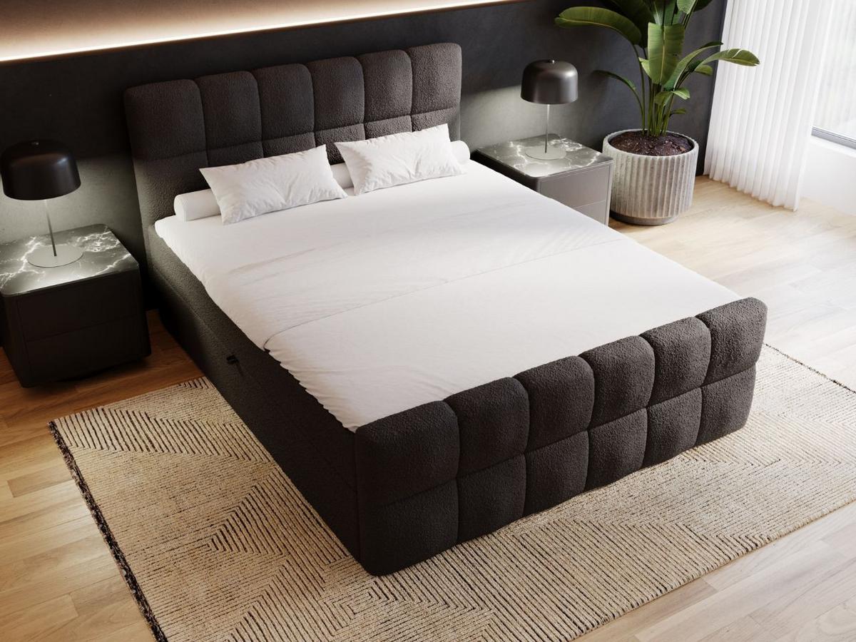 BOXBETT Alicante 140x200 Bouclé-Stoff Schwarz - Schwarz, Holz/Textil (140/200cm) - Graingold