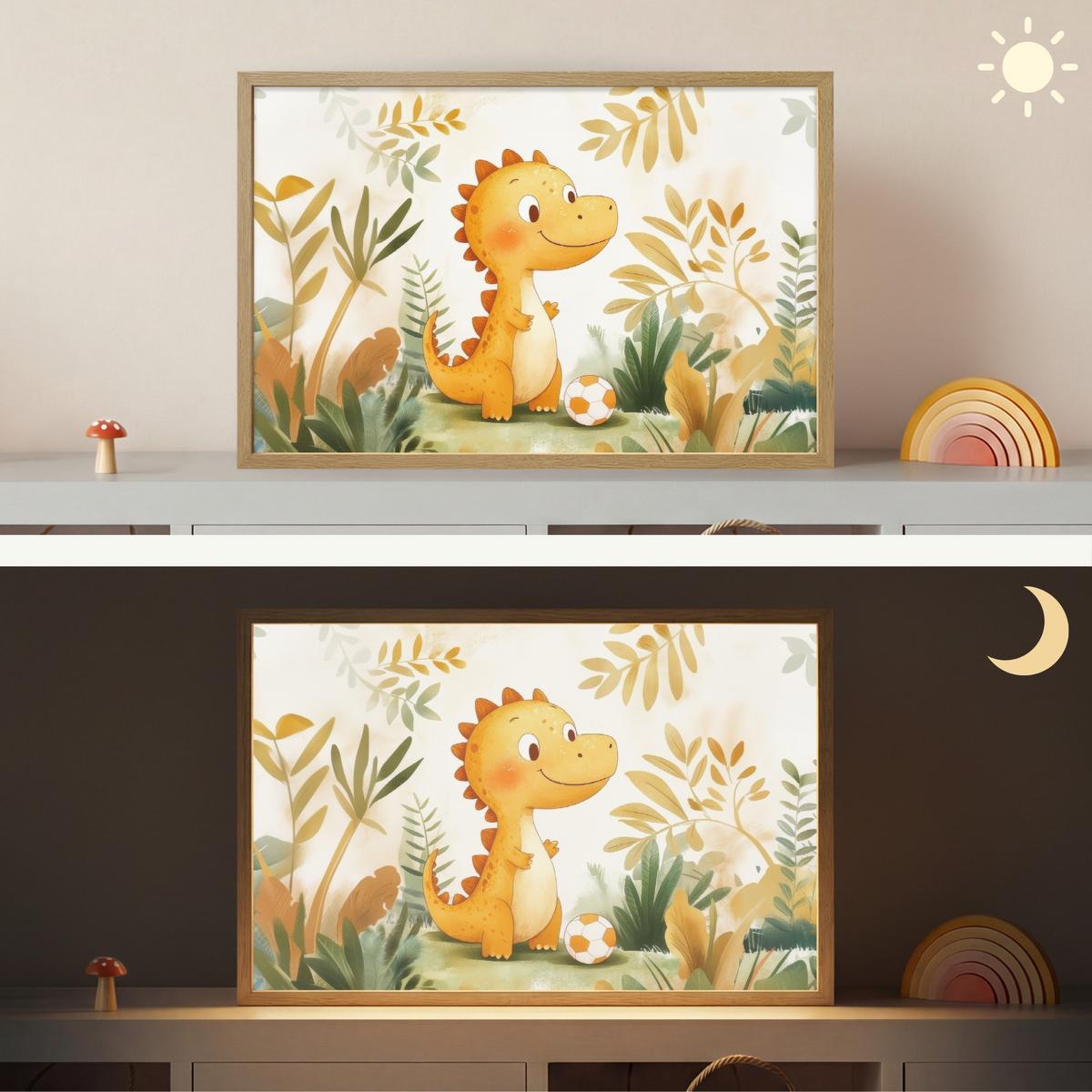 WANDLEUCHTE MIT AKKU Dino - Fußball - Orange 60x40 cm - Beige, Holzwerkstoff (60/40/8cm) - OnlyWow