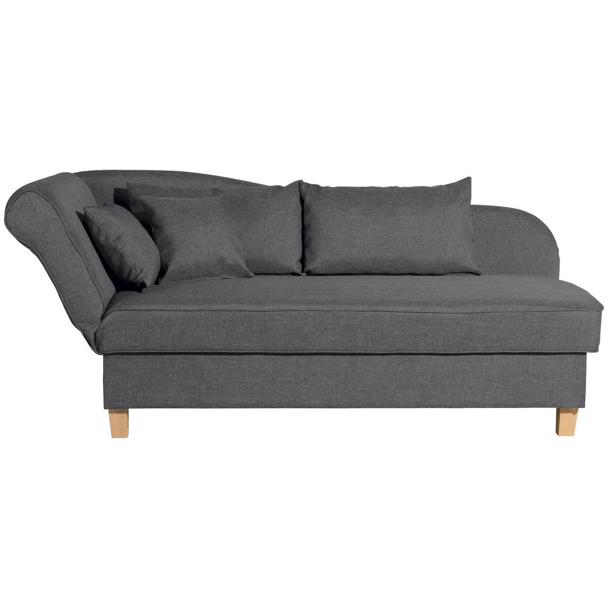RECAMIERE mit Armteil links klappbar Katia Bezug Flachgewebe Buche natur / graphit - Grau, Kunststoff (190/82/88cm) - 58aufmkessel