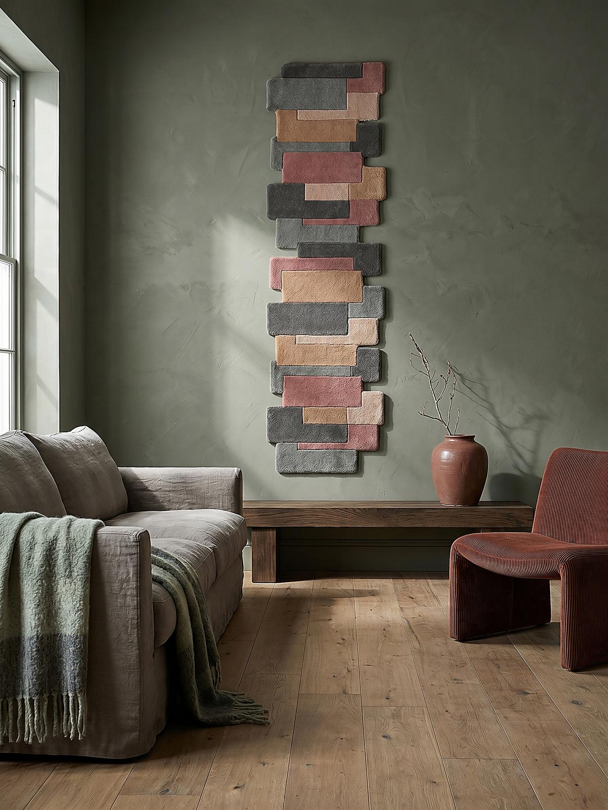 WOLLTEPPICH HALLEIN, geometrisch, Grau-Rosa, 60 x 230 cm - Rosa/Grau, Textil (60/230cm) - KADIMA DESIGN