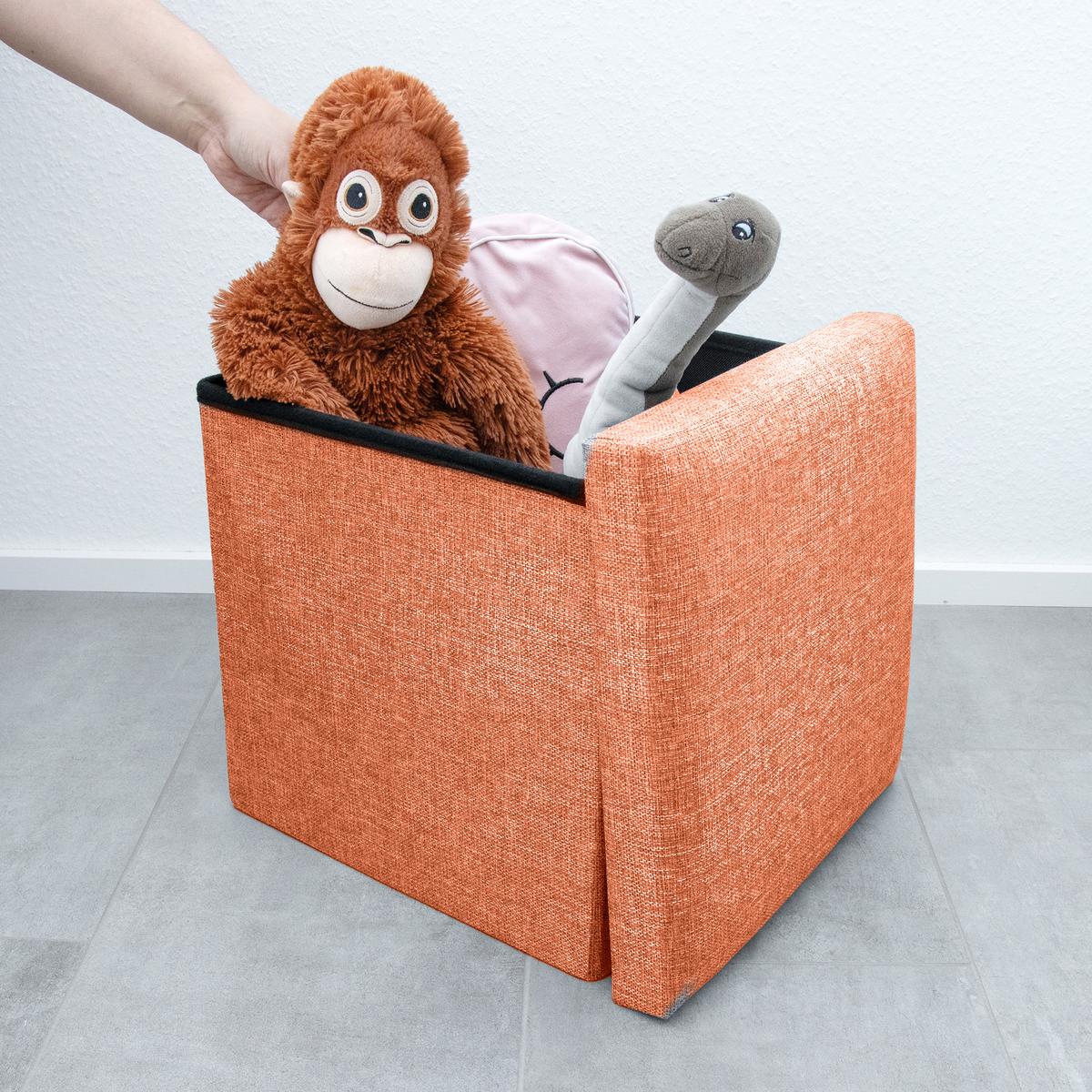 SITZHOCKER mit Stauraum 30/30/30 cm (Orange) - Orange, Textil (38/38/38cm) - Intirilife