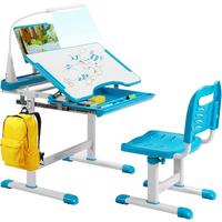 KINDERSCHREIBTISCH Set mit LED-Licht Blau - Blau, Kunststoff (71/79/52cm) - COSTWAY