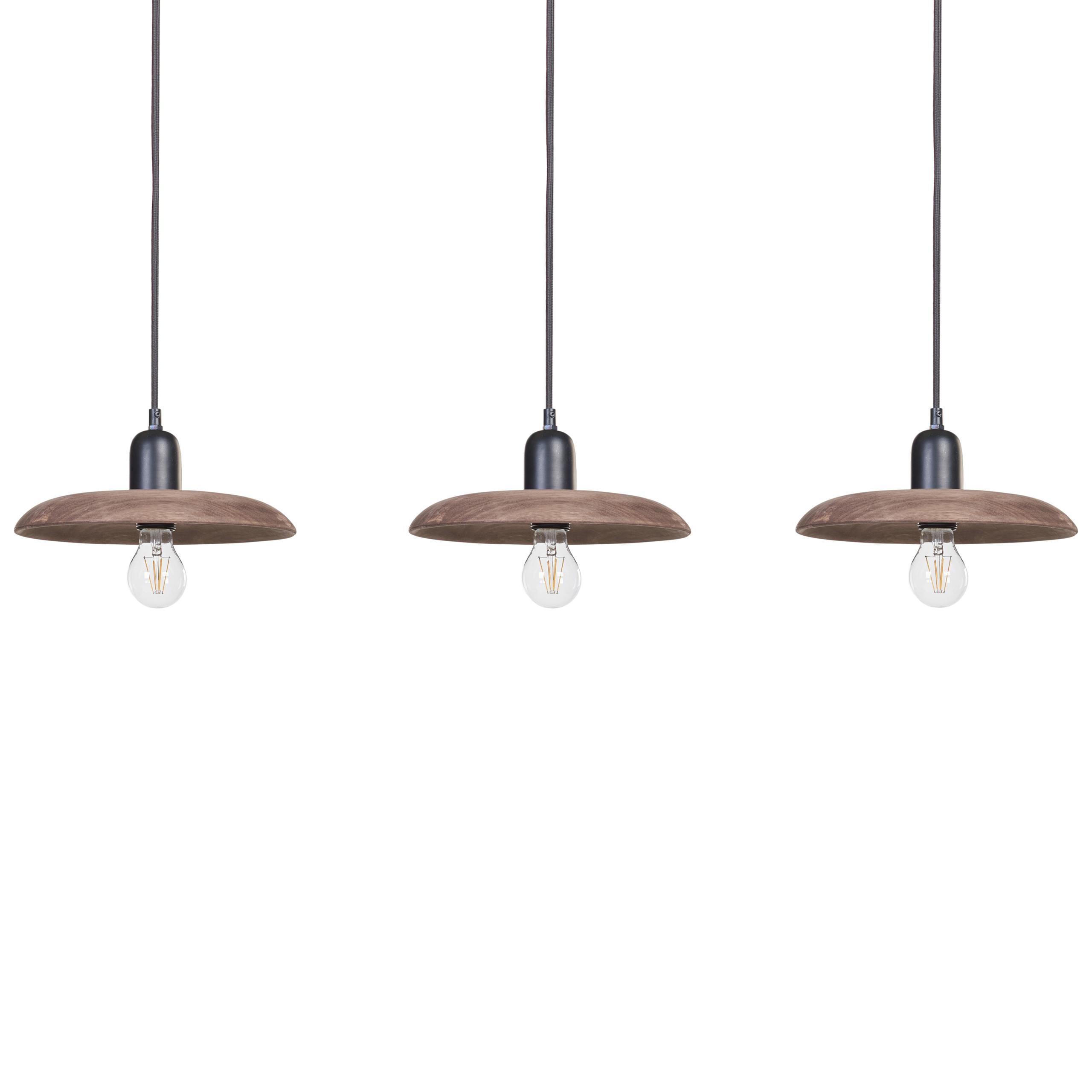 HÄNGELEUCHTE Manjeera 17/92/107 cm - Dunkelbraun, Holz (17/92/107cm) - Beliani