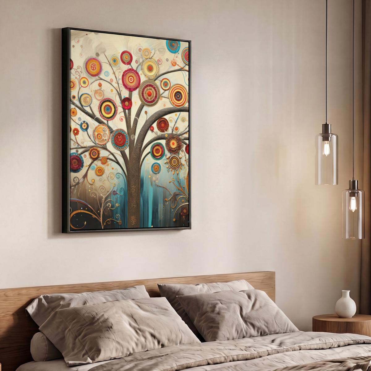 LEINWAND Bilder mit Rahmen - Baum - Baum des Lebens - Farbe - 70x100 - Braun, Textil (70/100cm) - MuchoWow