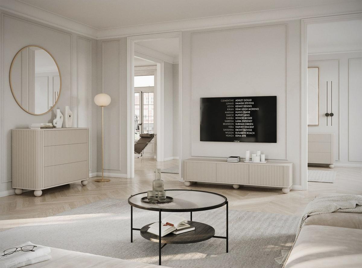 KOMMODE Arvello Greige 93 cm - Taupe, Holz/Holzwerkstoff (93.2/83.8/38cm) - Selsey