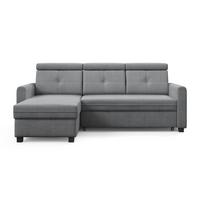 ECKSCHLAFSOFA Milano, Hellgrau, links - Hellgrau/Schwarz, Textil (217/166cm) - Beautysofa