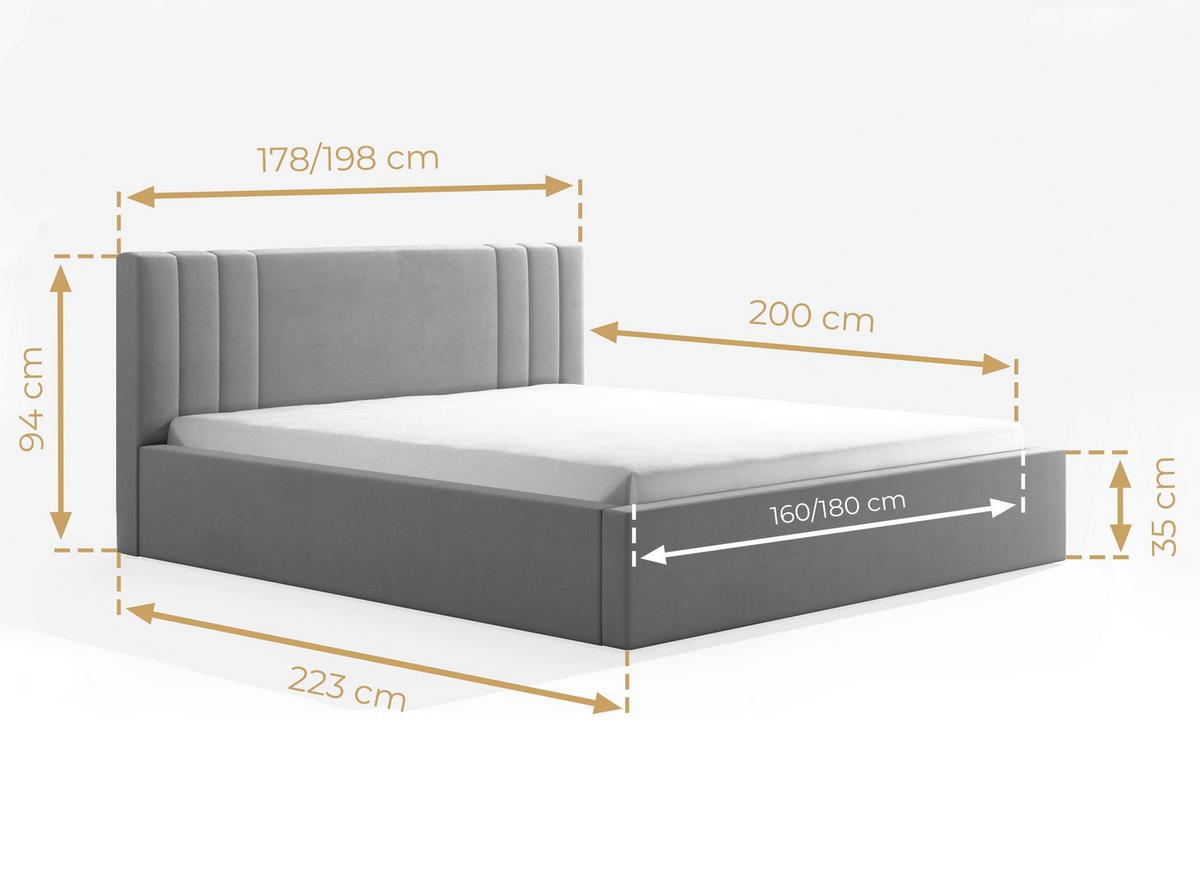 POLSTERBETT Flino 180/200 cm in Grau – mit Bettkasten und viel Komfort - Schwarz/Grau, Holz/Holzwerkstoff (180/200cm) - AX Living