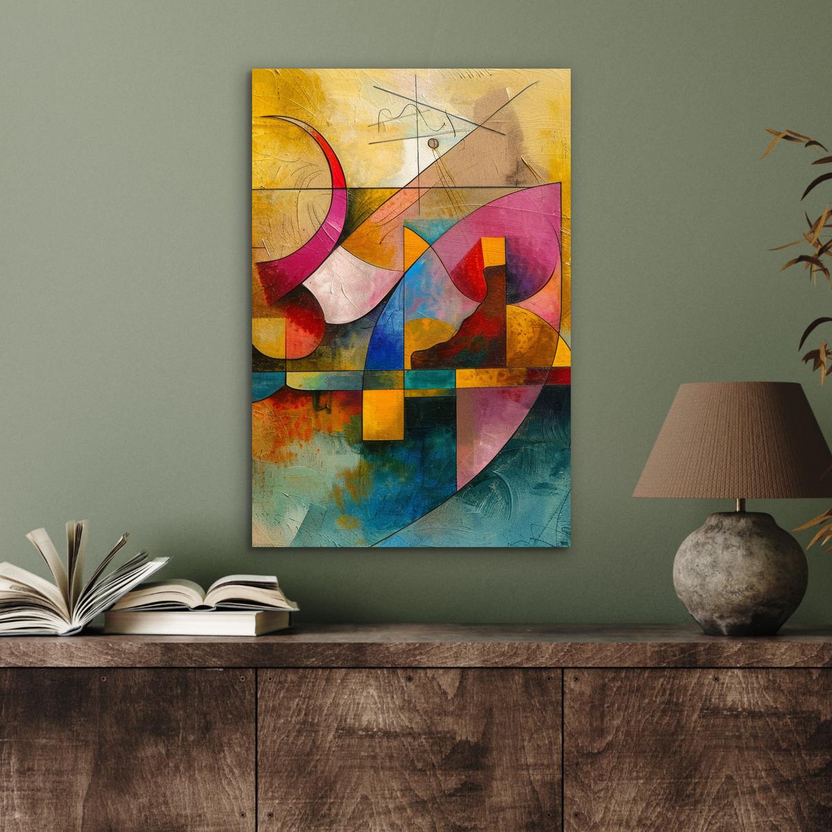 METALLBILD Kunst - Abstrakt - Modern Deko Schlafzimmer 40x60 cm - Gelb, Metall (40/60cm) - MuchoWow