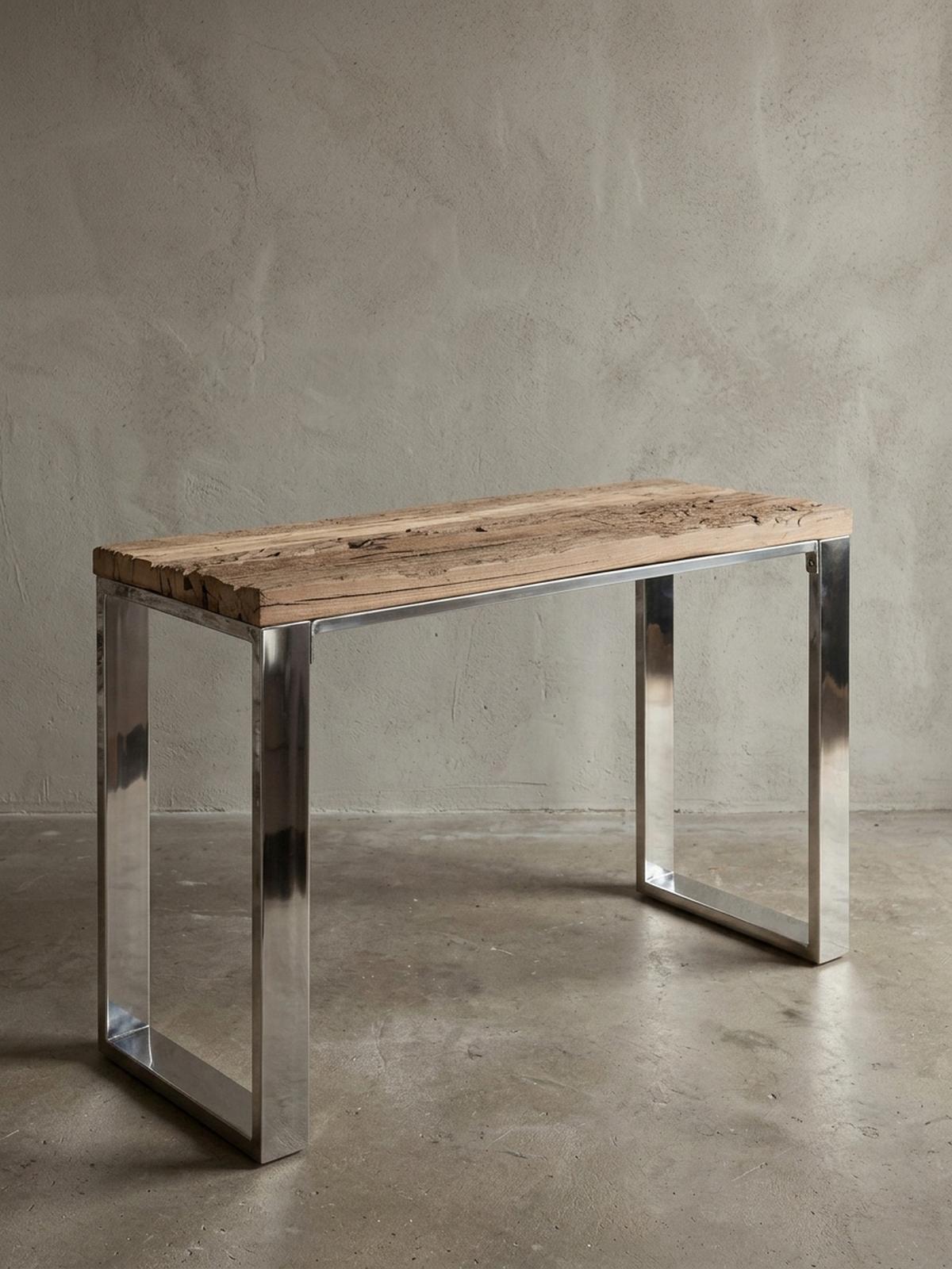 KONSOLENTISCH – Massivholz/Metall, 115 cm, Industrial-Stil, mit Schubladen - Beige/Silberfarben, Holz/Metall (46/115/76cm) - KADIMA DESIGN