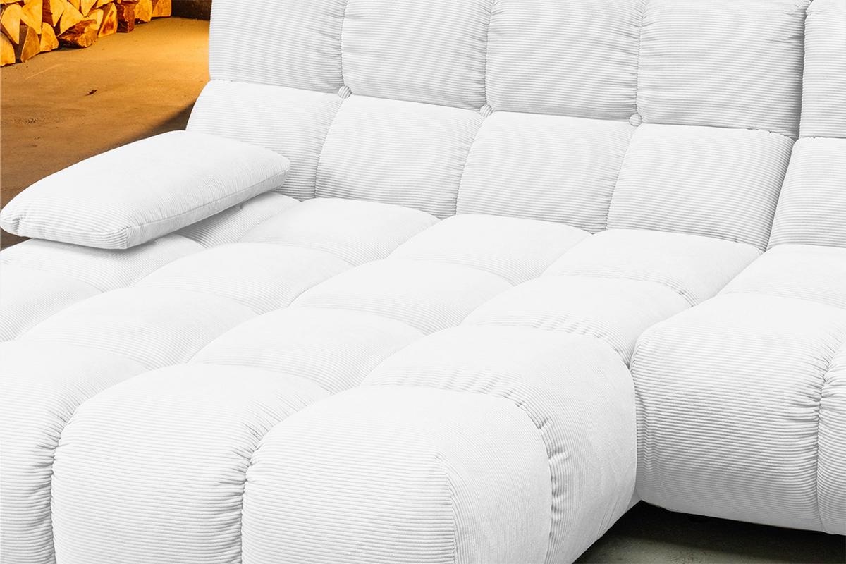 ECKSOFA VIVIEN Weiß Cord - Schwarz/Weiß, Kunststoff/Textil (290/178cm) - KAWOLA