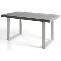 INDUSTRIELLER Esszimmertisch LOFT-U, ausziehbarer Tisch, Größe: 140-240X80X77 cm, Wohnzimmertisch Farbe: Grau, mit Metallbeinen in Farbe Weiß - Weiß/Grau, Holzwerkstoff (140/80/77cm) - Alpi-Möbel