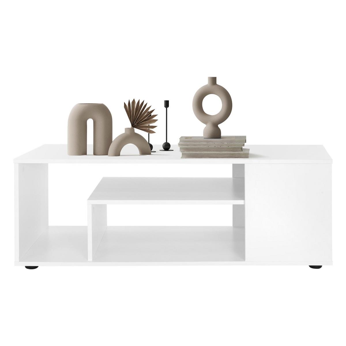 COUCHTISCH 110x50x41 cm Weiß mit 3 Etagen modern - Weiß, Holzwerkstoff (110/50/41cm) - ML-DESIGN