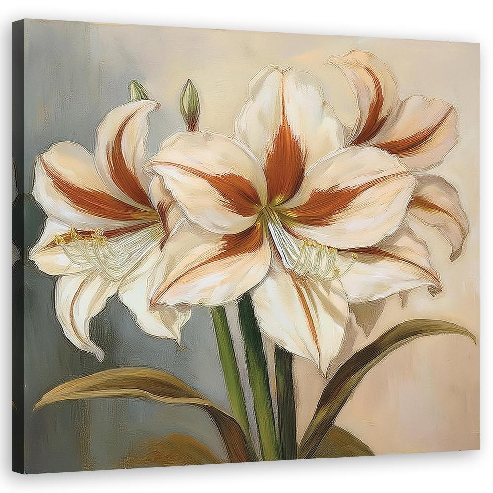 WANDBILD blumen lilien natur - Weiß, Textil (40/40cm) - Feeby