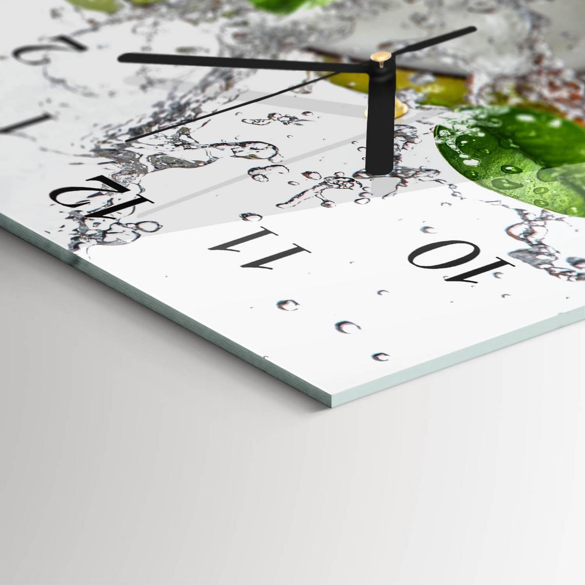 WANDUHR aus Glas 60x30 cm - Früchte auf Wasser - Grün, Glas (60/30/0.4cm) - TULUP