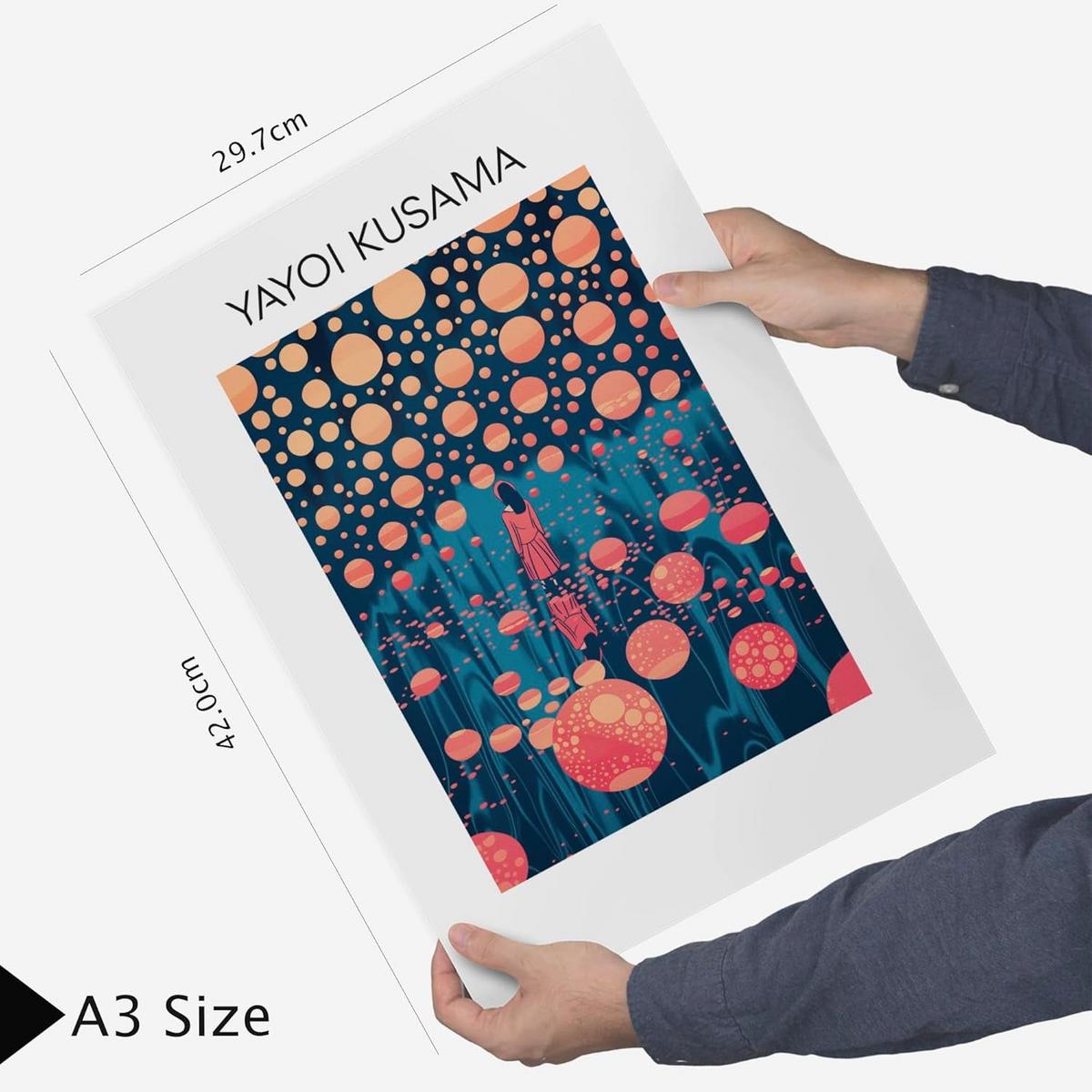 POSTER Set Mit 6 Yayoi Kusama Sonnenuntergang Wasser Blau Orange Rot Lila Farben Janapise Mit Designillustrationen Zur Der Zuhauses A3 & A4 Rahmenlos - Klar, Papier (29/3cm) - Nacnic