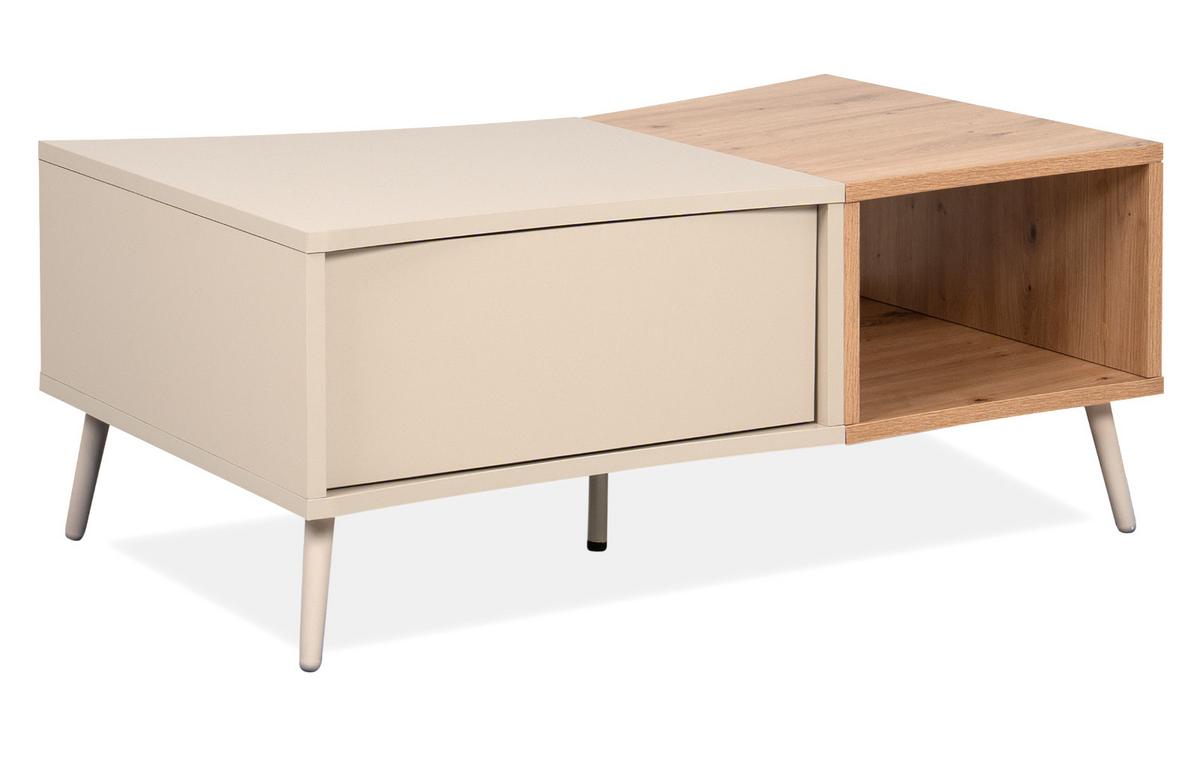 COUCHTISCH Kaschmir, Eiche Artisan 94 x 60 cm, Wohnzimmertisch mit Stauraum - Kaschmir/Eiche Artisan, Holzwerkstoff (60/94/40cm) - Furn.Design