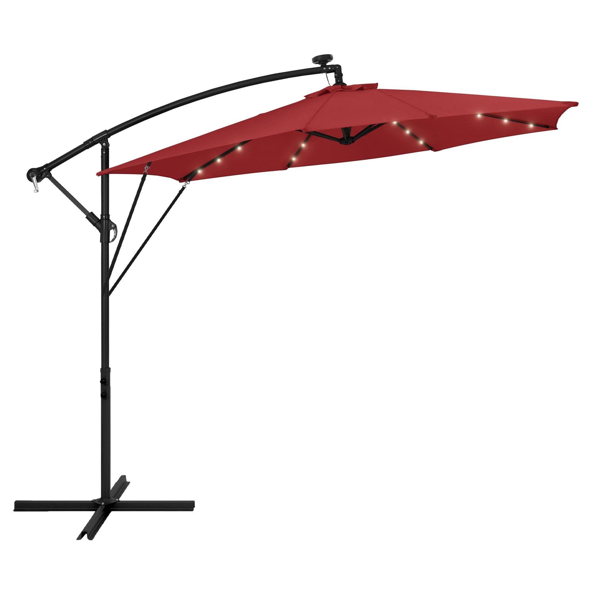 AMPELSCHIRM Ø 300 cm in Rot aus Aluminium mit LED-Solar - Rot, Metall (300/300cm) - ML-DESIGN