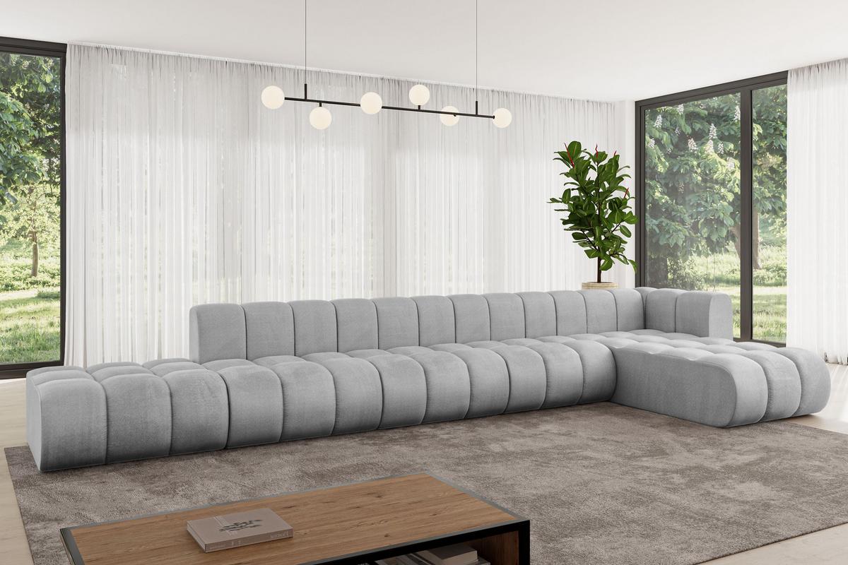 ECKSOFA modulares Sofa Zuvon-L3 - 478x177x70 cm Grau - Hellgrau, Holzwerkstoff/Textil (478/177cm) - ALTDECOR