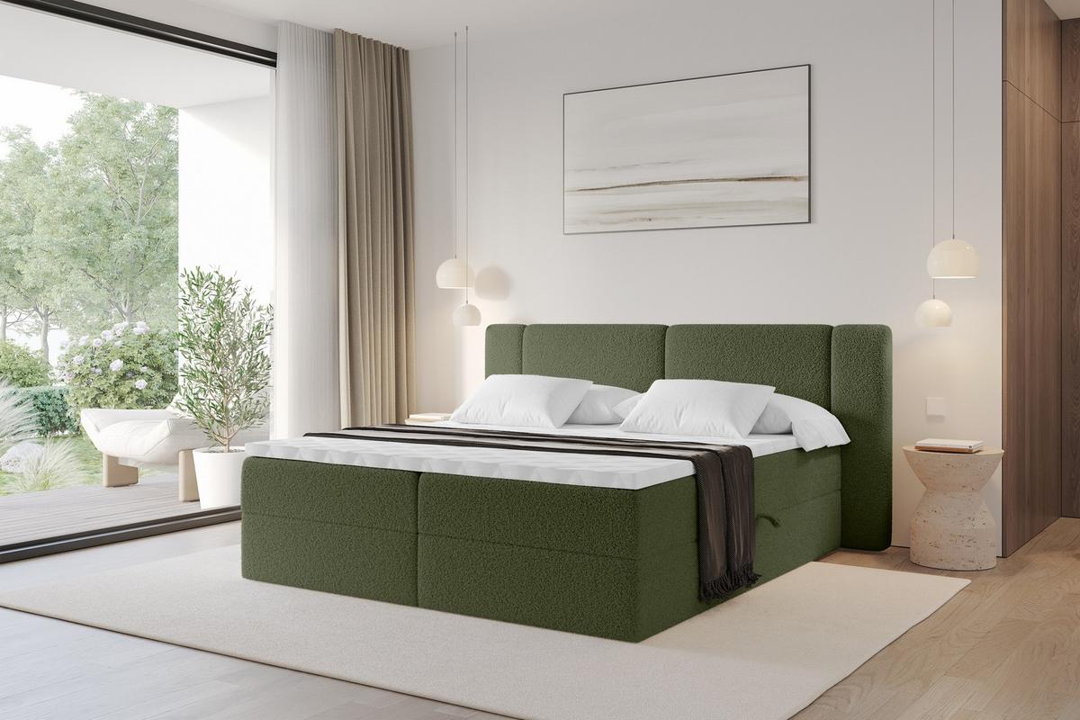 BOXBETT mit Matratze H4 - EVON - 180x200 cm Grün - Jadegrün, Holzwerkstoff (180/200cm) - ALTDECOR