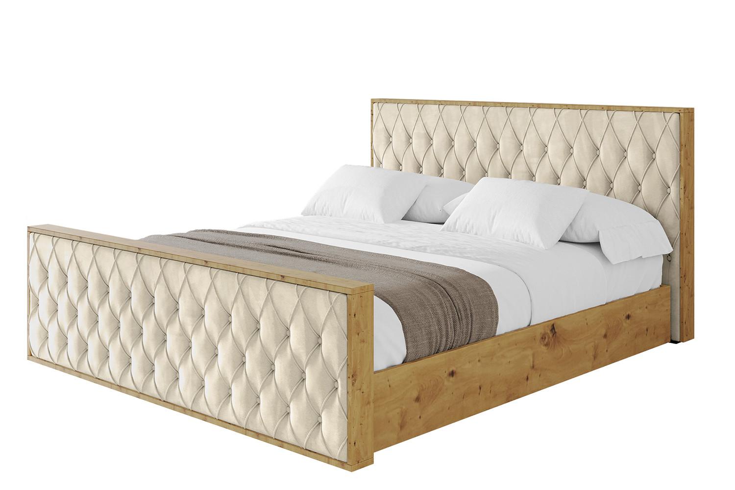 POLSTERBETT mit Bettkasten, Fußteil und Lattenrost, Boxbett ohne Matratze - ENZO5-Z 180x200 Beige - Ecru, Holzwerkstoff/Textil (180/200cm) - ALTDECOR