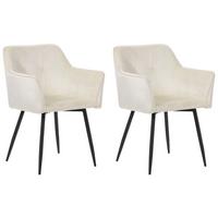 ESSZIMMERSTUHL 2er-Set Samtstoff Beige Jasmin - Beige, Textil/Metall (60/84/49cm) - Beliani