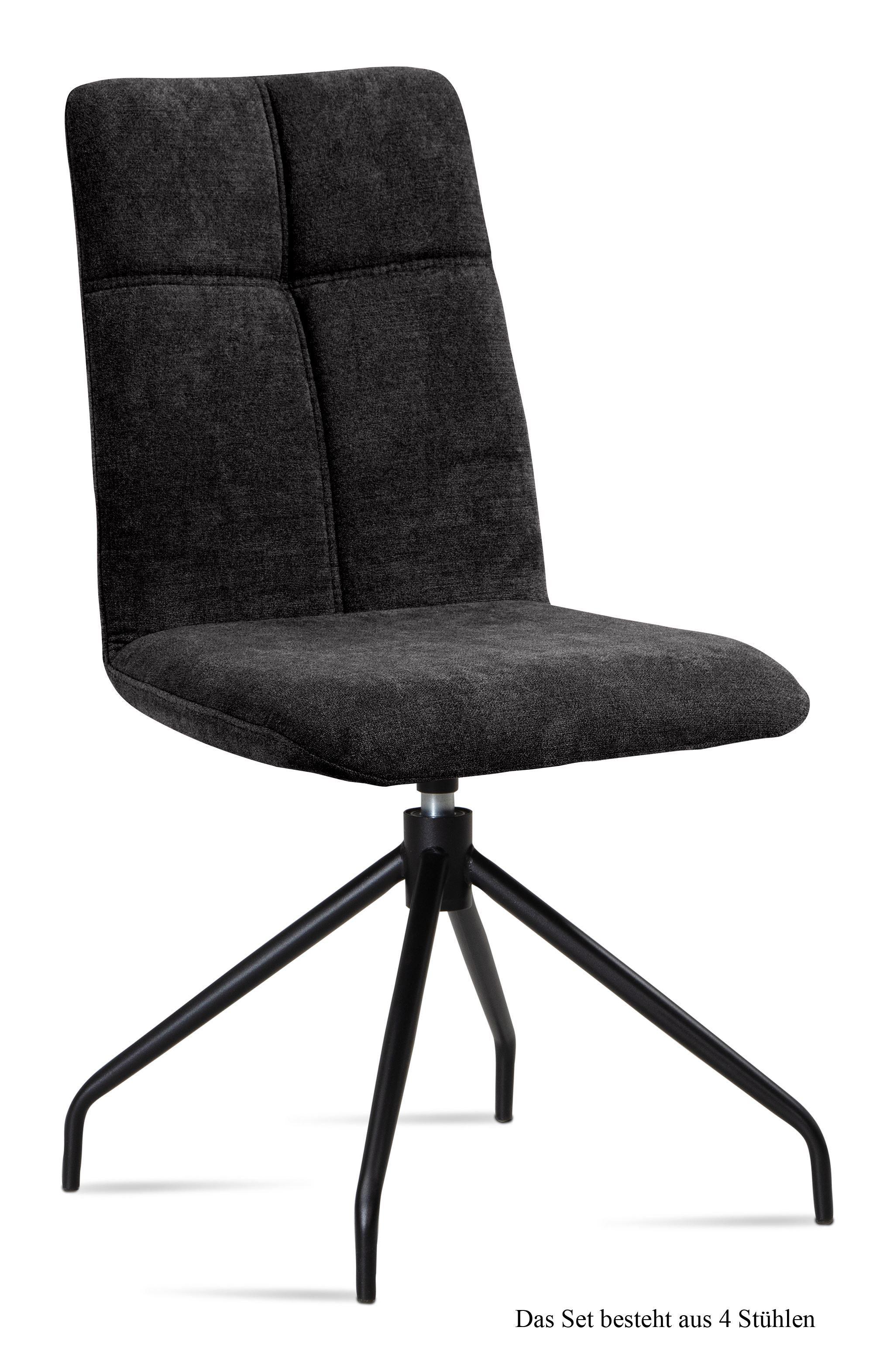 ESSZIMMERSTUHL drehbar (4er-Set) Dniren 47x92x60 Schwarz/Anthrazit - Anthrazit/Schwarz, Kunststoff (60/92/47cm) - 58aufmkessel
